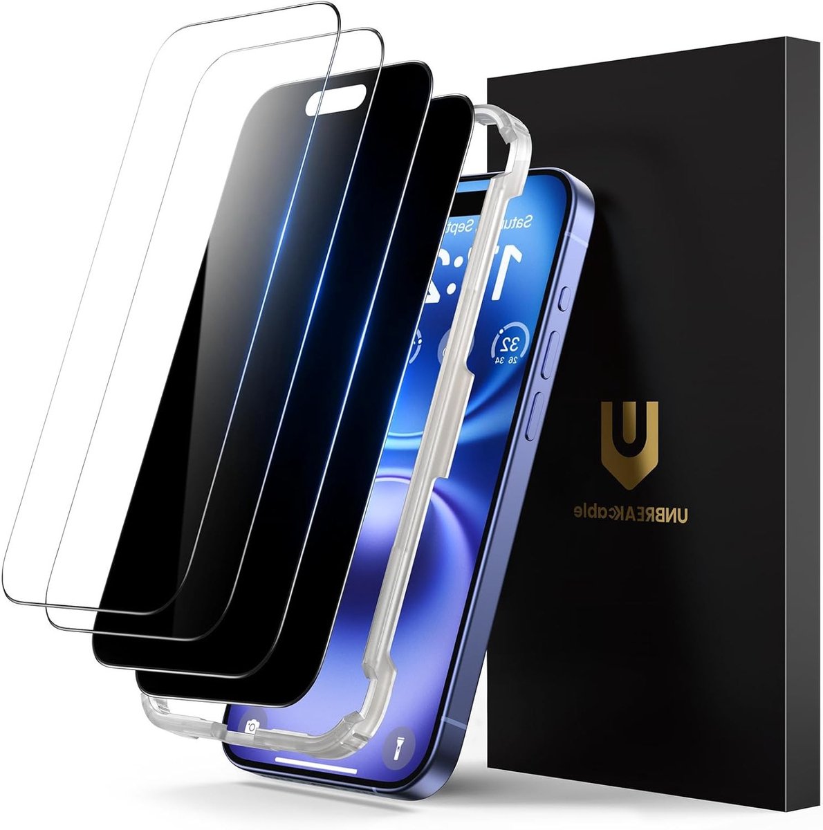 Privacy Tempered Glass en Transparant Glas Set voor iPhone 16 - 4 Stuks, Schokbestendig en Krasbestendig voor 6.1 Inch Model