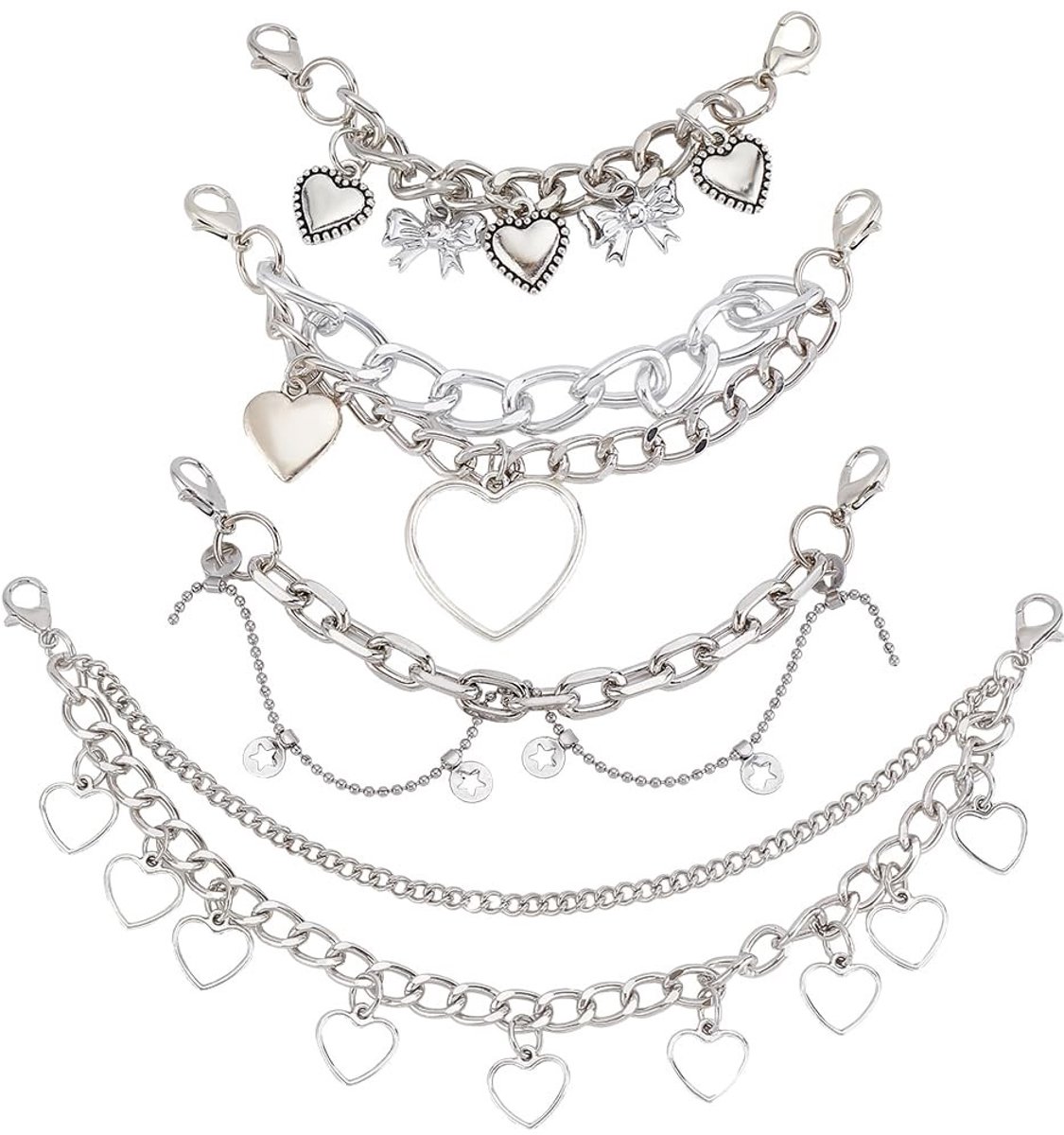 aladdien - Schoen Charms - DIY Punk Schoen Accessoires - Meerdere Stijlen - Hart en Ster - Decoratieve Kettingen - Geschikt voor Vrouwen - Inclusief..