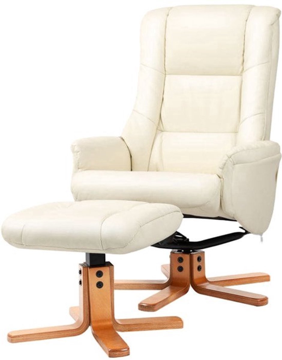Relaxfauteuil – Fauteuil – Loungestoel – Zetel – Leunstoel – Crème Wit – Comfortabele Stof