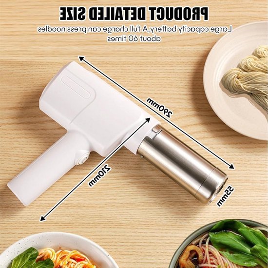 Draagbare Elektrische Pastamaker, Oplaadbare 2000 mAh Machine met 5 Persmallen voor Zelfgemaakte Pasta en Spaghetti — afbeelding 5