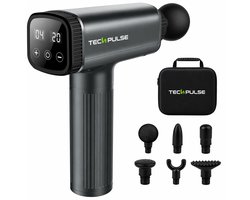 TechPulse Massage Gun Professioneel – Sneller Herstel & Minder Spierpijn – Stil & Krachtig – 30 Standen – 6 Opzetstukken – Incl. Koffer