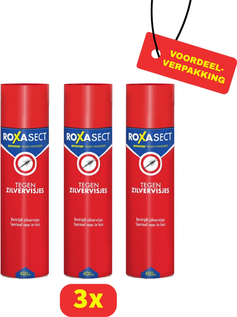 Roxasect Spray tegen Zilvervisjes - Insectenspray - 3 x 400ml - Voordeelverpakking