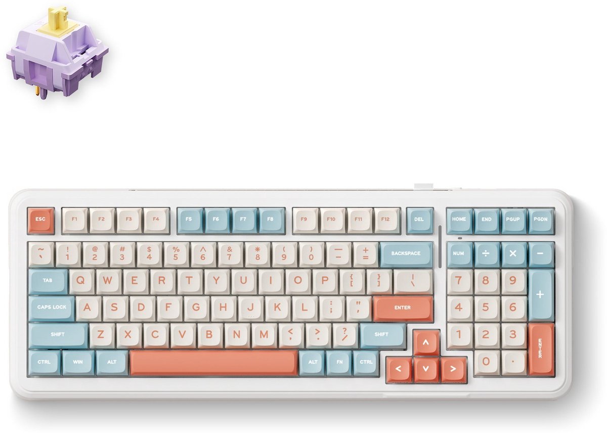 Image of MCHOSE K99 Horizon Orange Hyacinth Wireless Gasket Mount Mechanical - Bedraad, Bluetooth en 2.4GHz draadloos - QWERTY (US) - Hyacinth Switches - Oranje