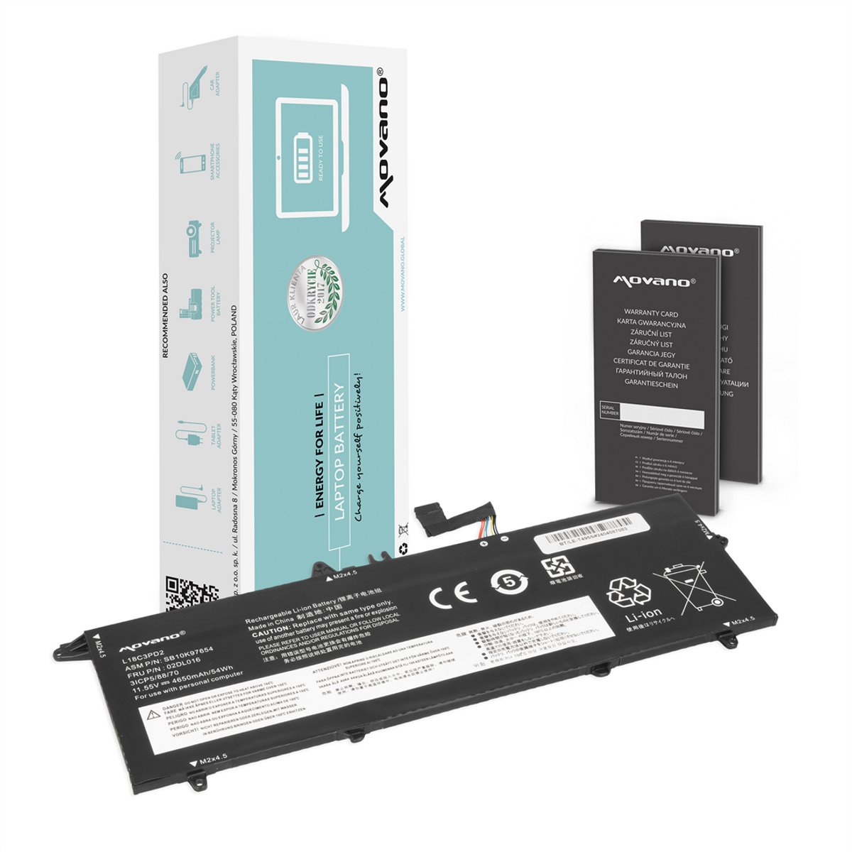 Movano - Batterij - Lenovo ThinkPad T490s/T495s/T14s - Li-Ion - Compatibel