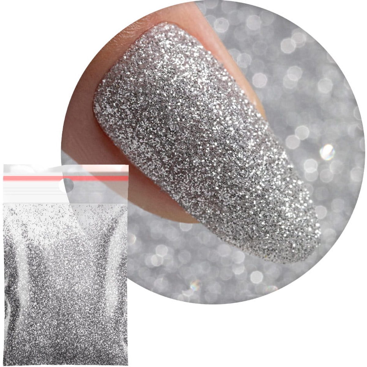 MollyLac - Nagelglitter - Nr 30 - 20g - Zilveren Glitter