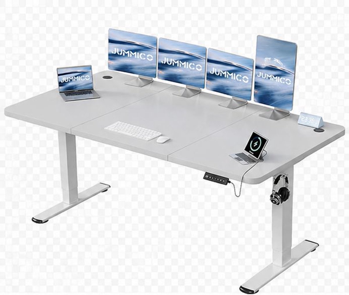 Elektrisch Bureau Hoogte Verstelbaar 160x70 cm met USB en Memory Functie – Zit Sta Bureau Verstelbaar 73–118 cm, Stabiel Frame, Stil Motor – Wit – Vermissen