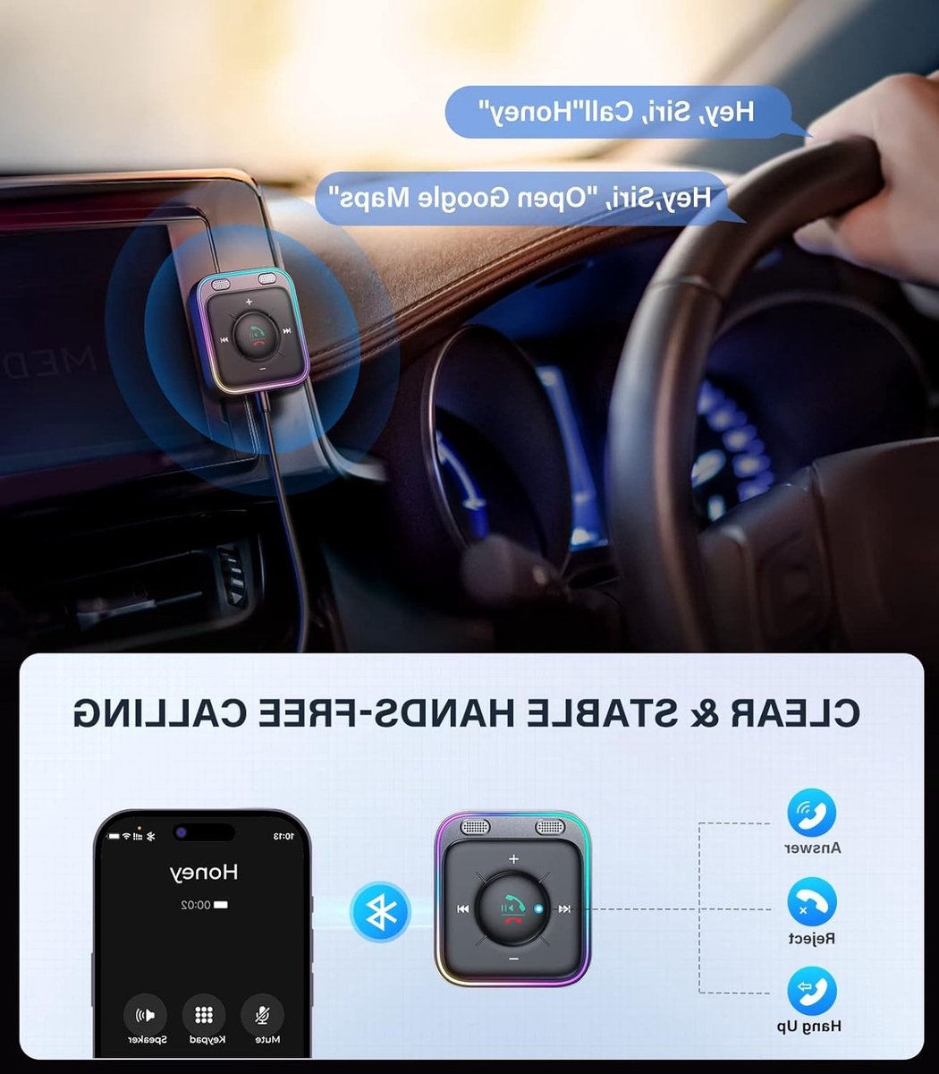 Aux Bluetooth Adapter voor Auto met Handsfree Systeem, HiFi Stereo Audio, USB Bluetooth 5.3 Ontvanger voor Auto Speakers en Versterkers, Plug & Play – foto 3