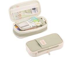 Foldable Pencil Case Zipper Big Capacity Aesthetic Canvas Pencil Pouch Compartments Stationery Organizers Pen Bag for Kids Girls Boys Teen Child Student School Supplies Makeup Bags