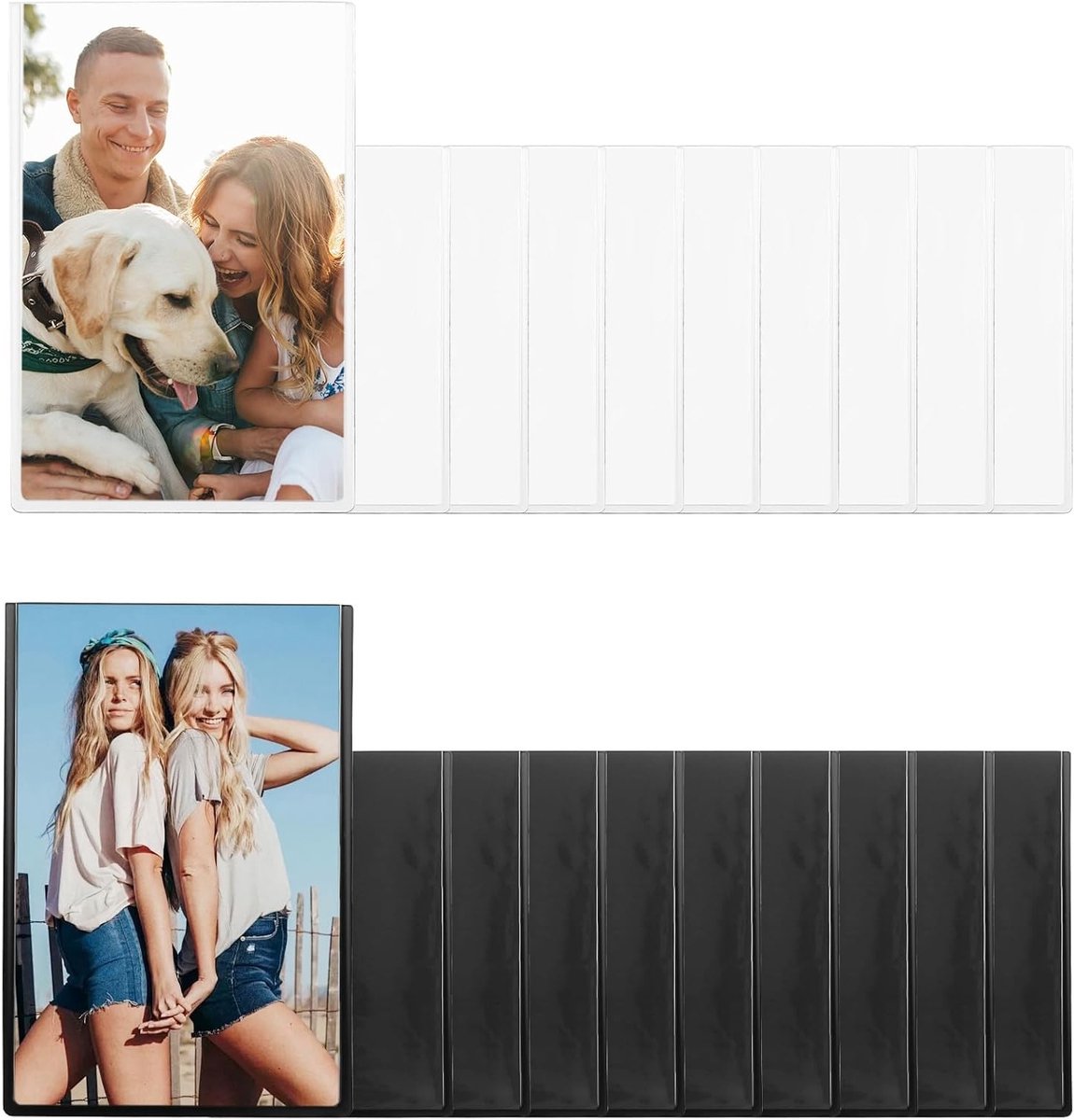 Set van 20 Magnetische Fotolijsten 6,5 x 9,5 cm voor Koelkast, Postkaarten en Polaroid Foto's in Zwart en Wit