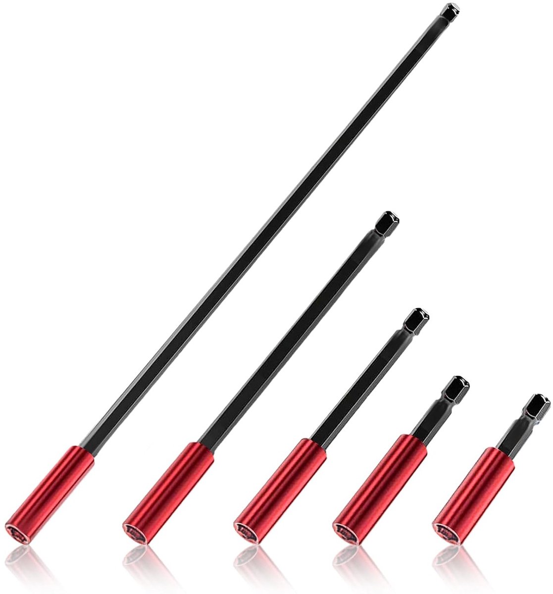 Set van 5 Magnetische Bit Extensions - Lange Magnetische Bit Houder voor Impact- en Accuschroevendraaiers, 50/60/100/150/300 mm, Ideaal voor Precisiewerk en Klussen