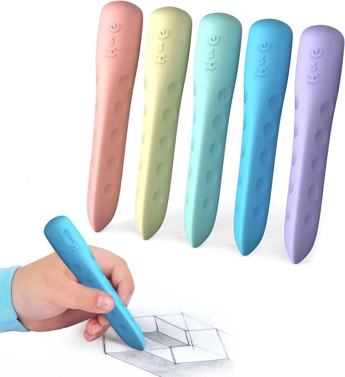 Set van 10 Zachte Driehoekige Gum voor Kinderen, Perfect voor School, Schetsen en Kunstprojecten