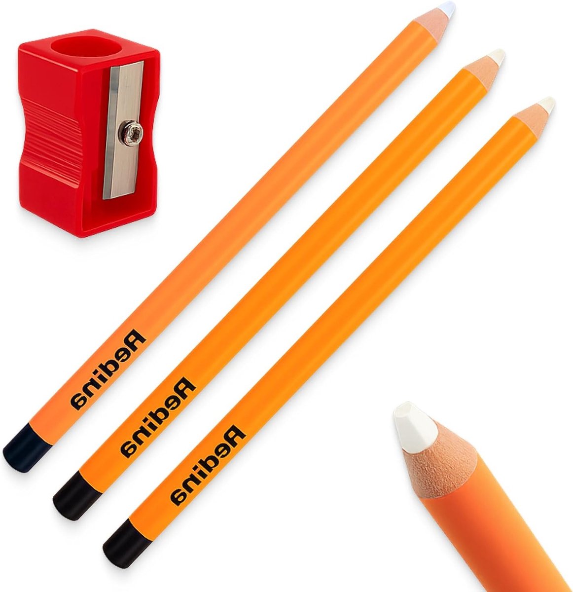 Set van 3 Precisie Gum, Schone Gummen voor Kinderen en Kunstenaars, Inclusief Puntenslijper, Innovatief Ontwerp, Perfect voor Schoolgebruik, 18 cm Lengte, 9,6 mm Diameter
