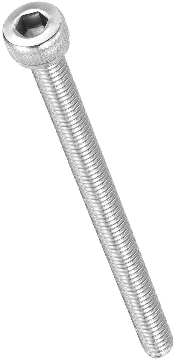 25 Stuks M4-0.7x55mm Inbusbouten van RVS 304 voor 3D Printer Koeling en Vervangingen, Vol Draad, Zilver