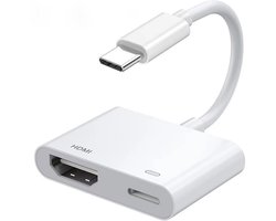 USB-C naar HDMI Adapter 4K 60W Snelladen – iPhone 15/16/17 Samsung Android – TV Kabel – AV Digital Converter – Beamer Monitor – Plug & Play