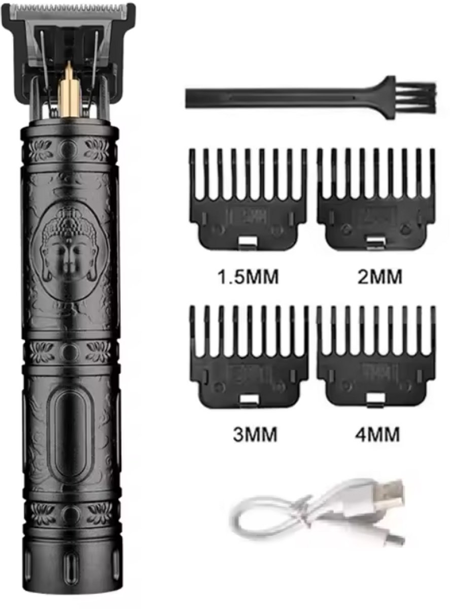 Draadloze Tondeuse & Baardtrimmer – Oplaadbaar – Inclusief Opzetkammen (1.5 / 2 / 3 / 4 mm) – USB – 45 min Gebruikstijd – Voor Haar & Baard
