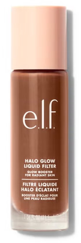 Flacon e.l.f. Halo Glow Liquid Filter teinte 8 Rich, avec un bouchon beige.