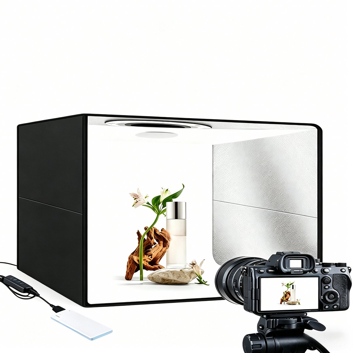 Fotodoos - Fotostudio Set - Professionele Fotostudio Box - Fotobox 40x40x40cm - Lightbox - Productfotografie - 6 Kleuren Achtergrond
