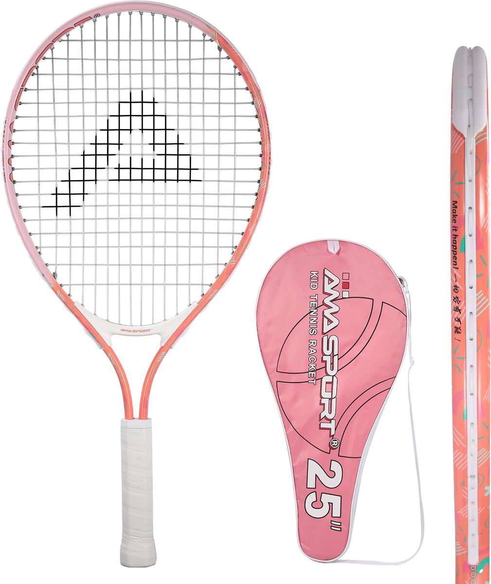 Kinder Tennisracket Roze 25 inch – Lichtgewicht Junior Racket met Tas – Ideaal voor Beginners – AMA Sport