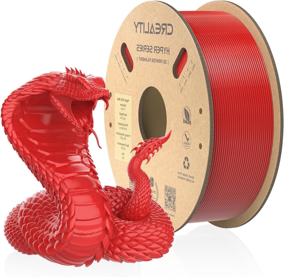 3D Printer Filament - PLA Draad - Hoge Snelheid Printen - Hoge Taaiheid - 1.75 mm 1 kg - Rood