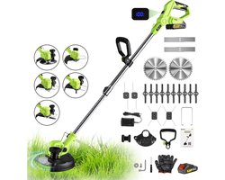 CONENTOOL 5-in-1 Bosmaaier Grastrimmer - 21V 800W Draadloze Grasmaaier met 1 Accu & LED Display, 8 Inch Snijdiameter, Verstelbare Lengte, voor Tuin & Gazon