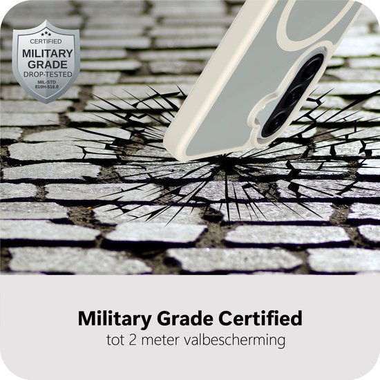 Militaire graad gecertificeerd tot 2 meter valbescherming met een telefoonhoesje dat op kasseien valt.