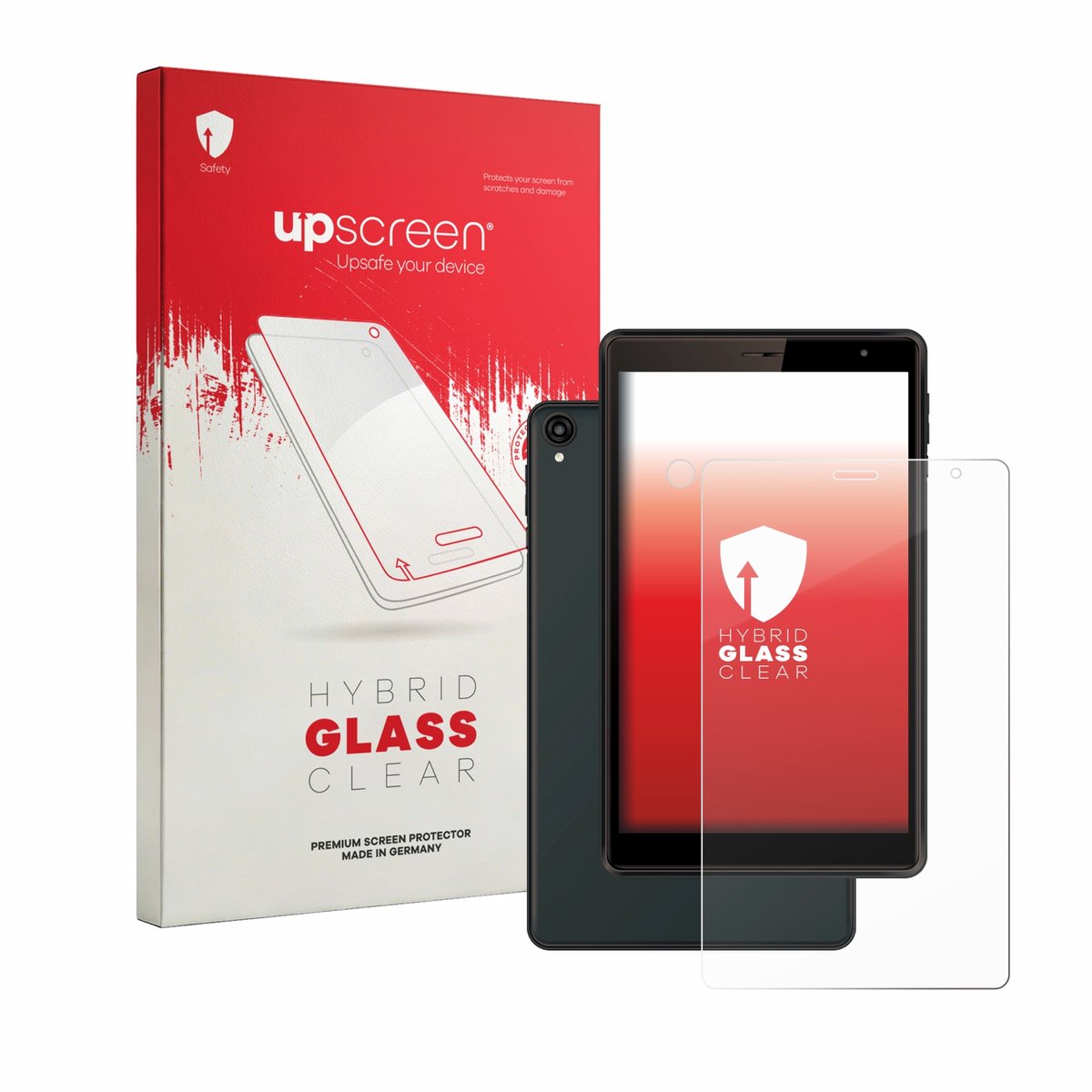 upscreen - Screenprotector voor Logicom Tab 80 8" (Voor+Camera) - Folie Beschermfolie Beschermglas transparant