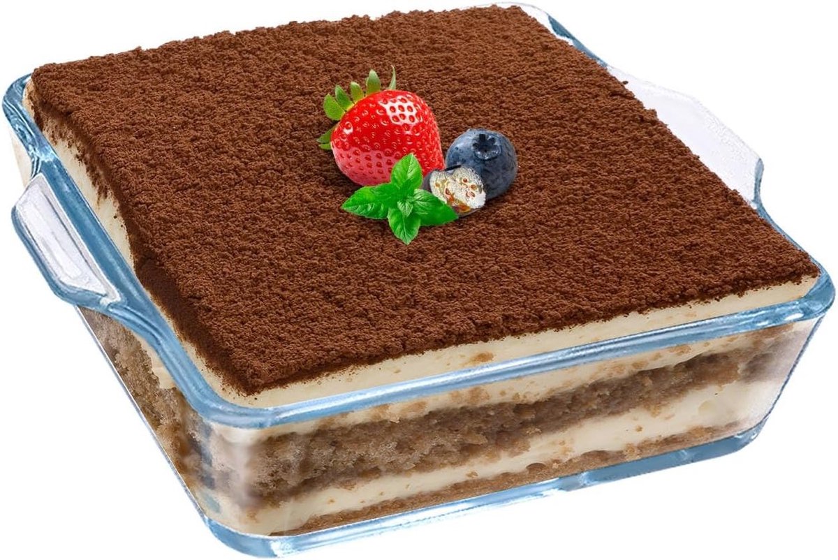 Vierkante glazen ovenschaal van borosilicaatglas, miniovenschaal, hittebestendige braadschaal, 15.2cm x 13.2cm x 4.2cm, ideaal voor bakken en braden