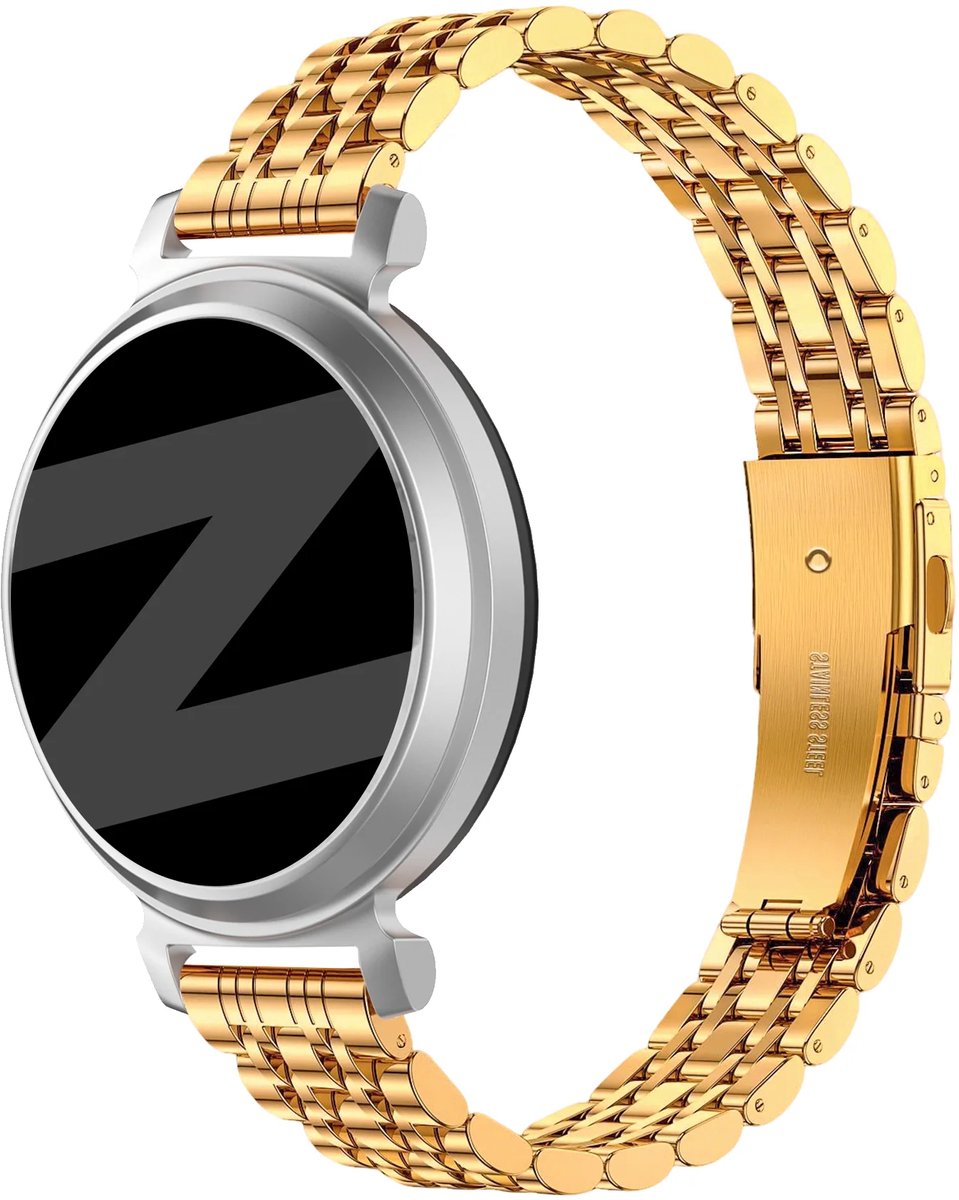 Bandz Stalen 'Classic' band geschikt voor Garmin Lily 2 / Pebble Round 2 - Goud