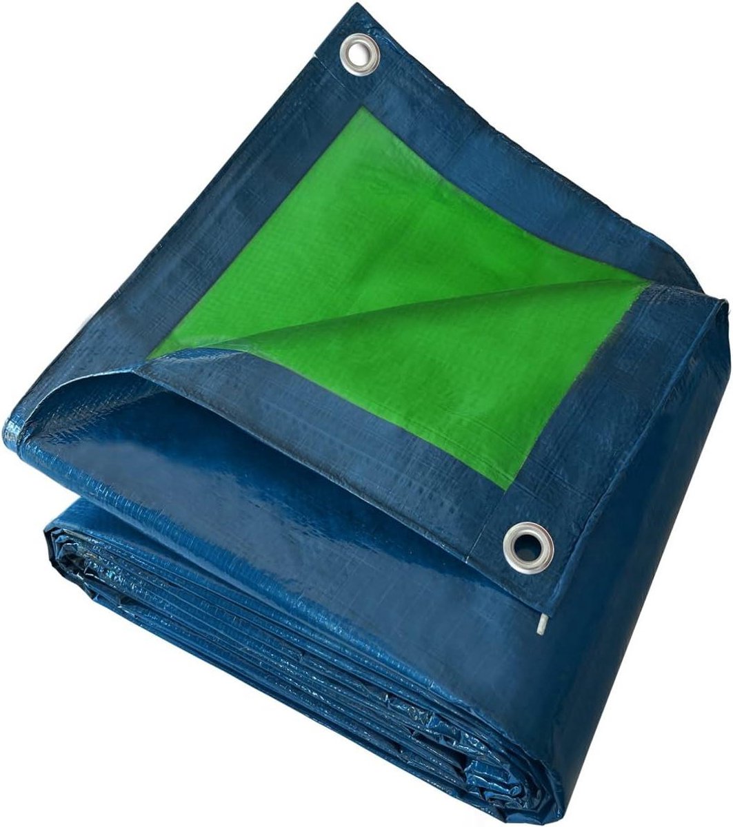 Tuinzeil - Dekzeil - Bescherming en Afdekking - Waterdicht met Oogjes - 5 x 8 meter - Blauw groen