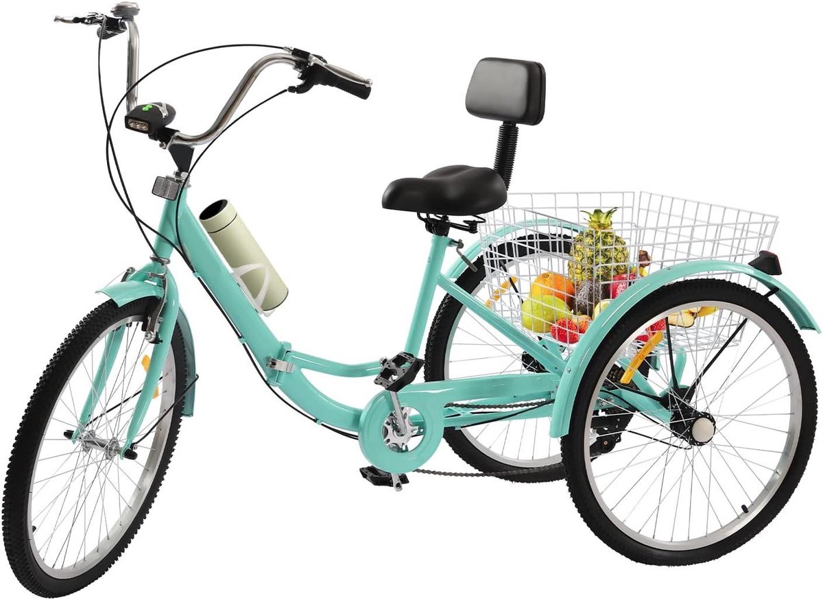 Driewieler voor volwassenen - Vouwfiets driewieler - Comfortabel transport - Opvouwbaar design - 24 inch wielen - Groen