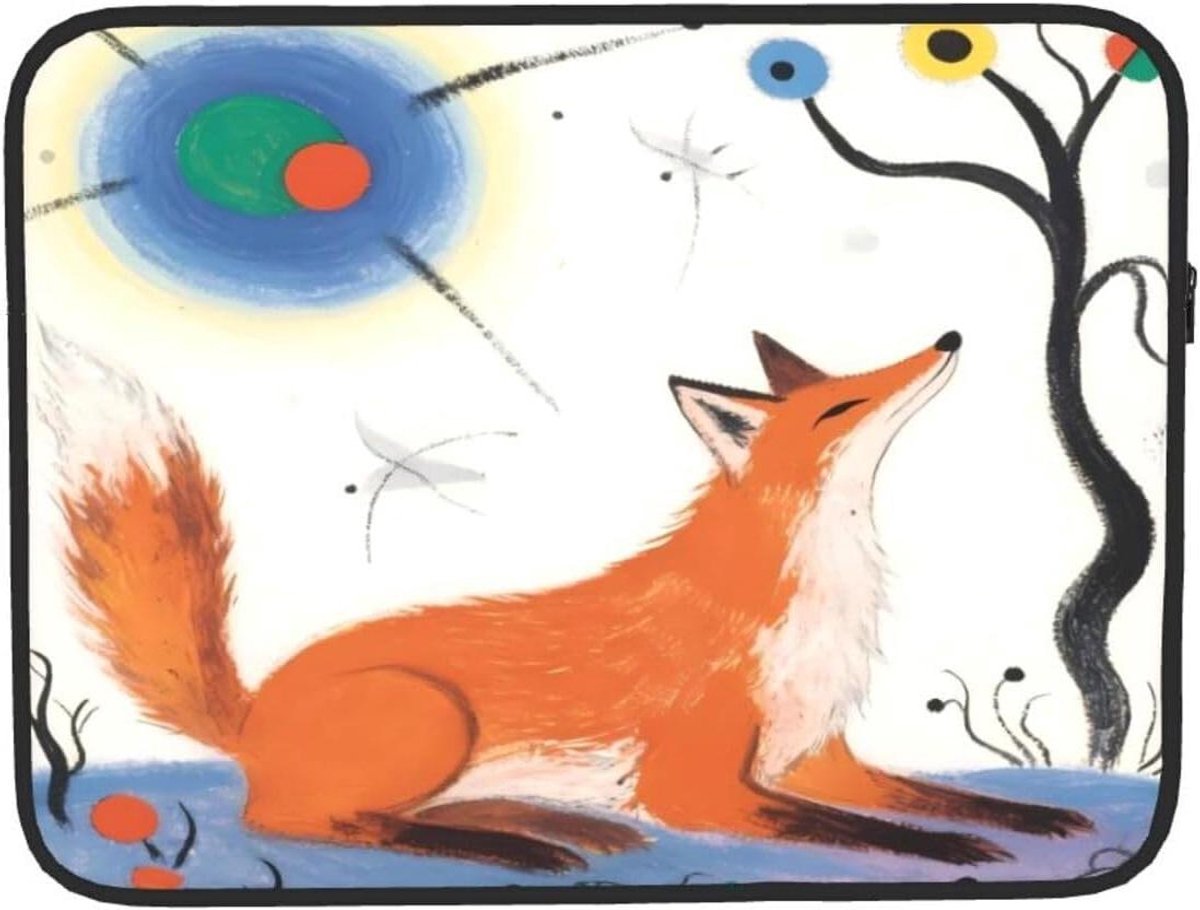 Laptop Sleeve - Notebook Tas - Apparaat Beschermen - Trendy Print - 13 Inch - Oranje Vos