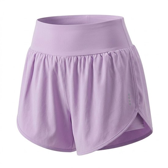Lichtpaarse sportshort voor dames met hoge taille en splitjes aan de zijkant.