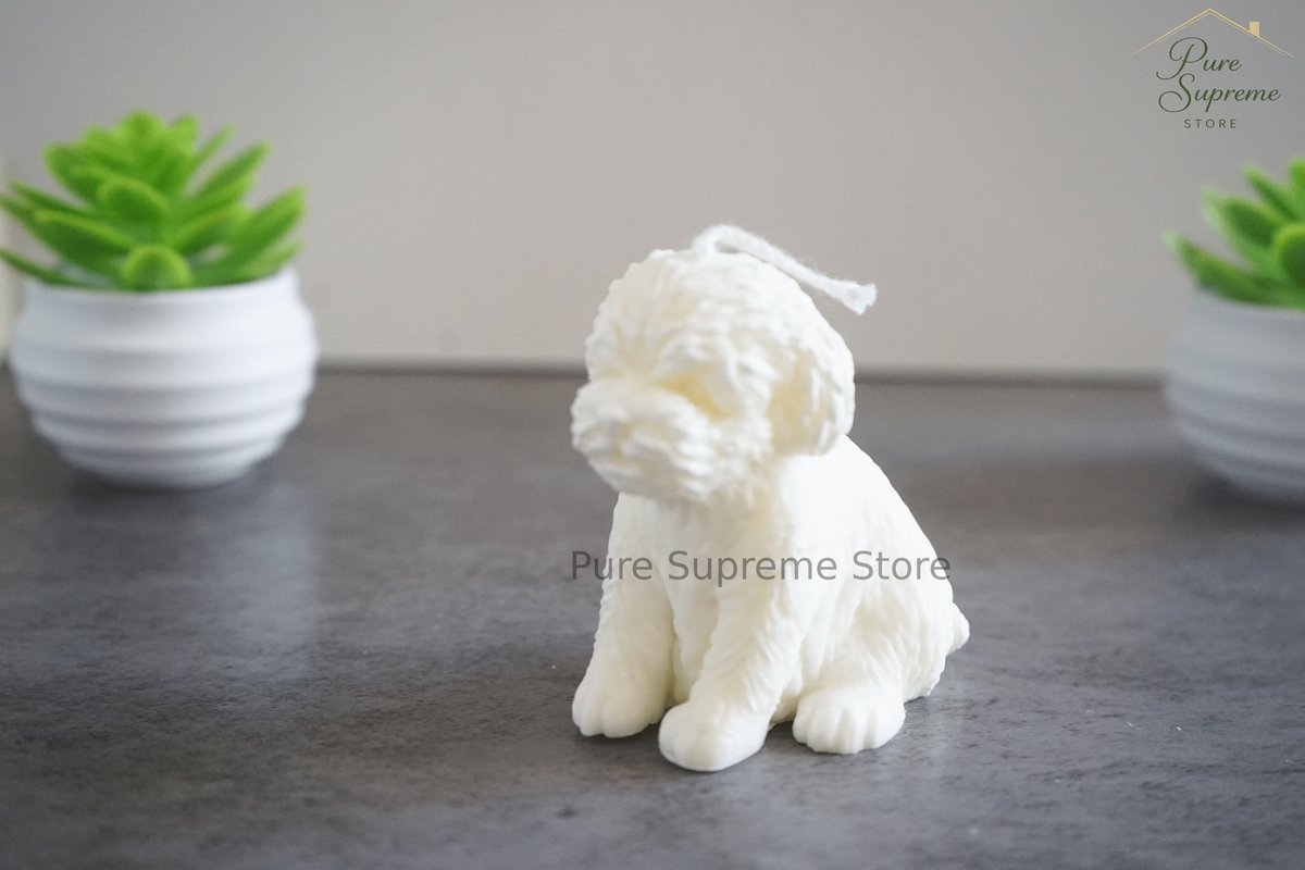 Decoratie kaars Hondje wit | Handgemaakt