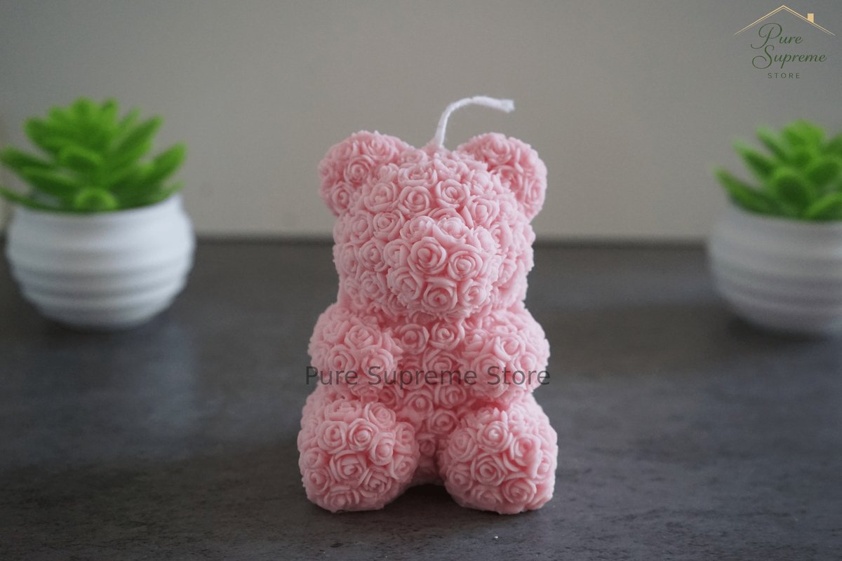 Decoratie kaars T' Beertje roze | Handgemaakt