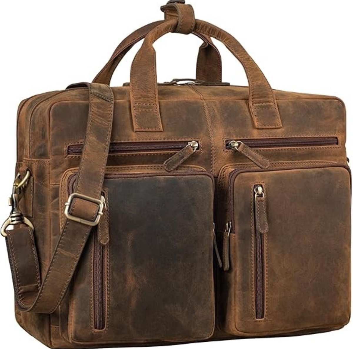 Leren Laptoptas - Laptoptas - Leren Tas - Luxe Leren Laptoptas - Werktas - Schoudertas - Business Tas - Leren Business Tas - 17+ inch - Bruin - van Imperatoris