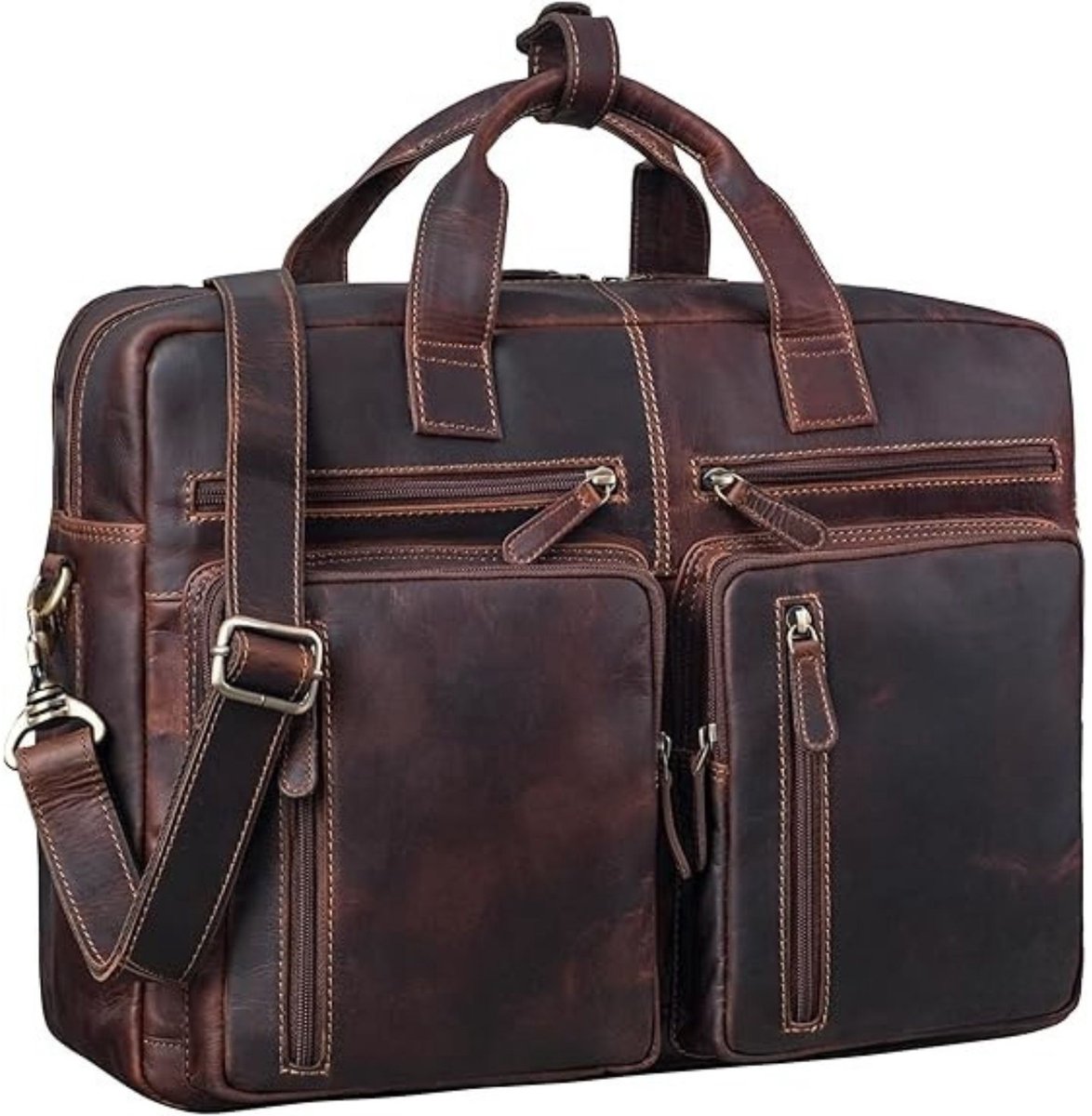 Leren Laptoptas - Laptoptas - Leren Tas - Luxe Leren Laptoptas - Werktas - Schoudertas - Business Tas - Leren Business Tas - 17+ inch - Donkerbruin - van Imperatoris