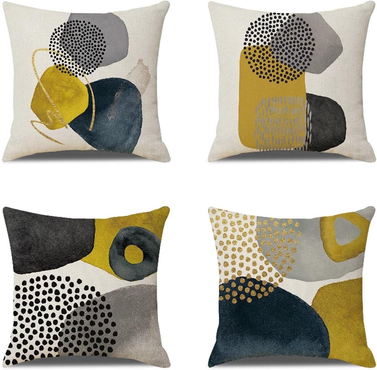 Kussenovertrek Set - Sierkussenhoezen - Woondecoratie Buiten - Dubbelzijdig Bedrukt - 80 x 80 cm - Linnen