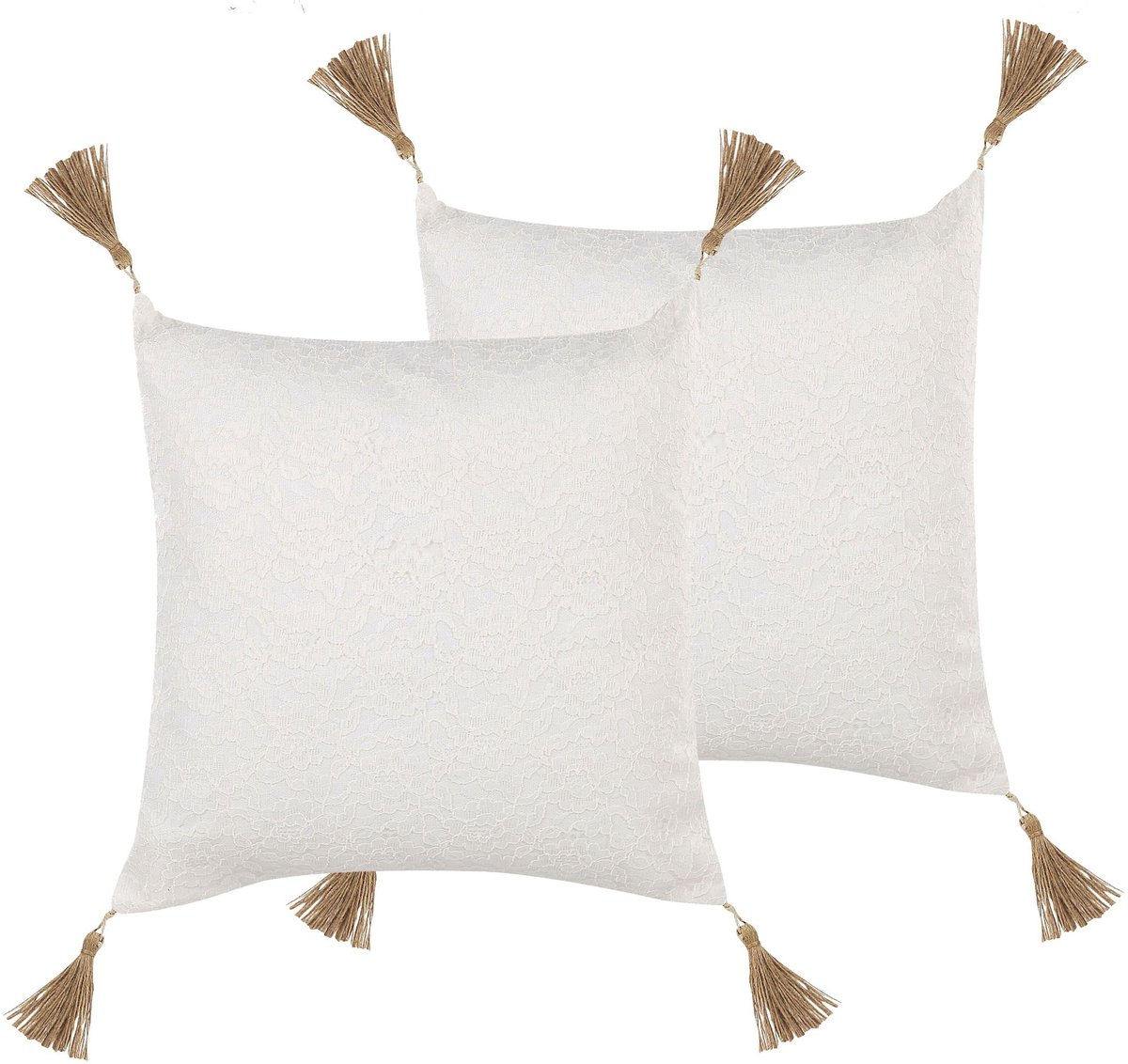 Beliani AZALEA - Sierkussen set van 2 - Lichtbeige - 45 x 45 cm - Polyester