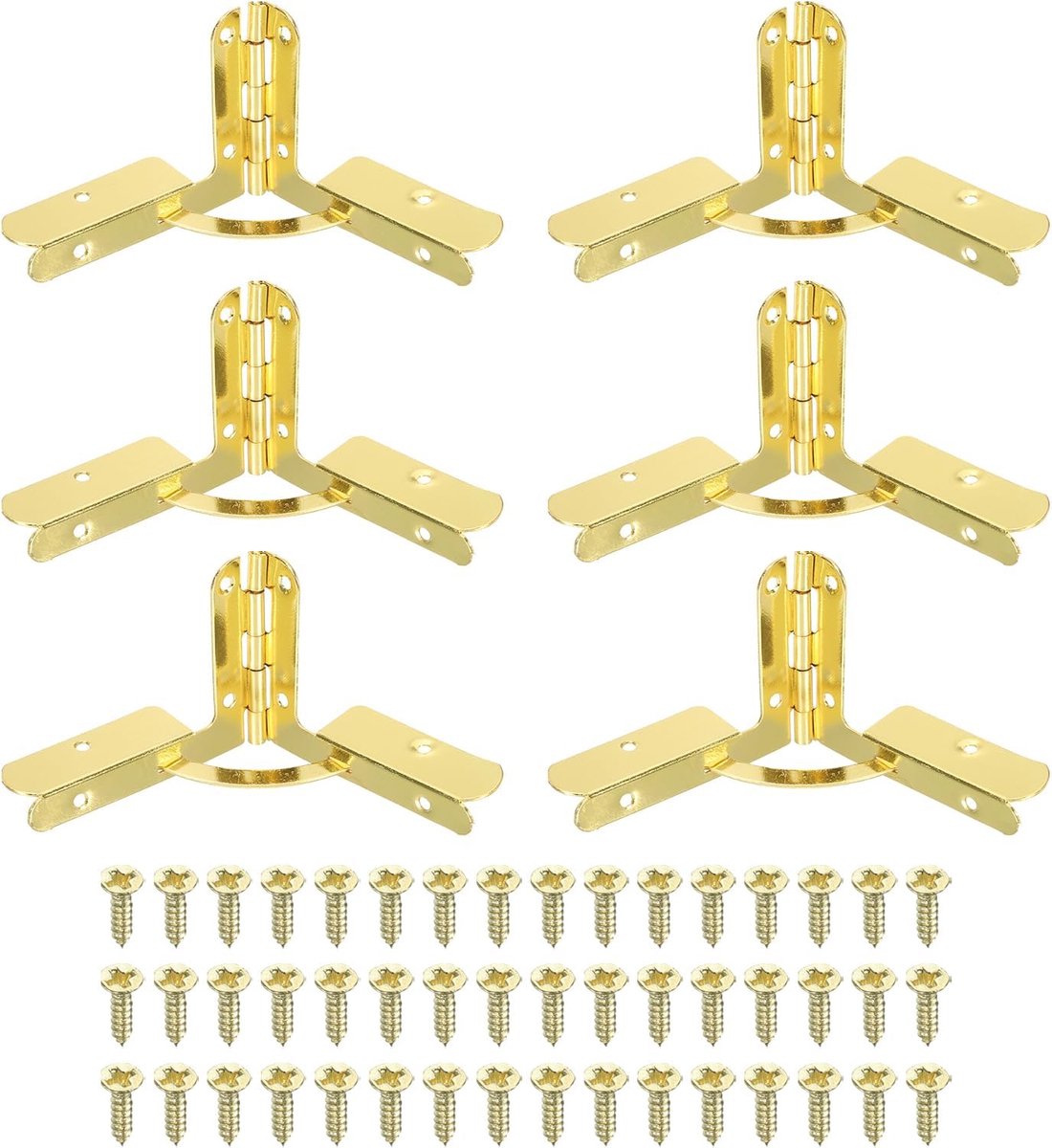 90 graden vouwsteun scharnier 4,1 x 5,3 cm - 6 stuks meubeldoos scharnieren met schroeven voor sieraden - wijnkast houten kist lade - goud