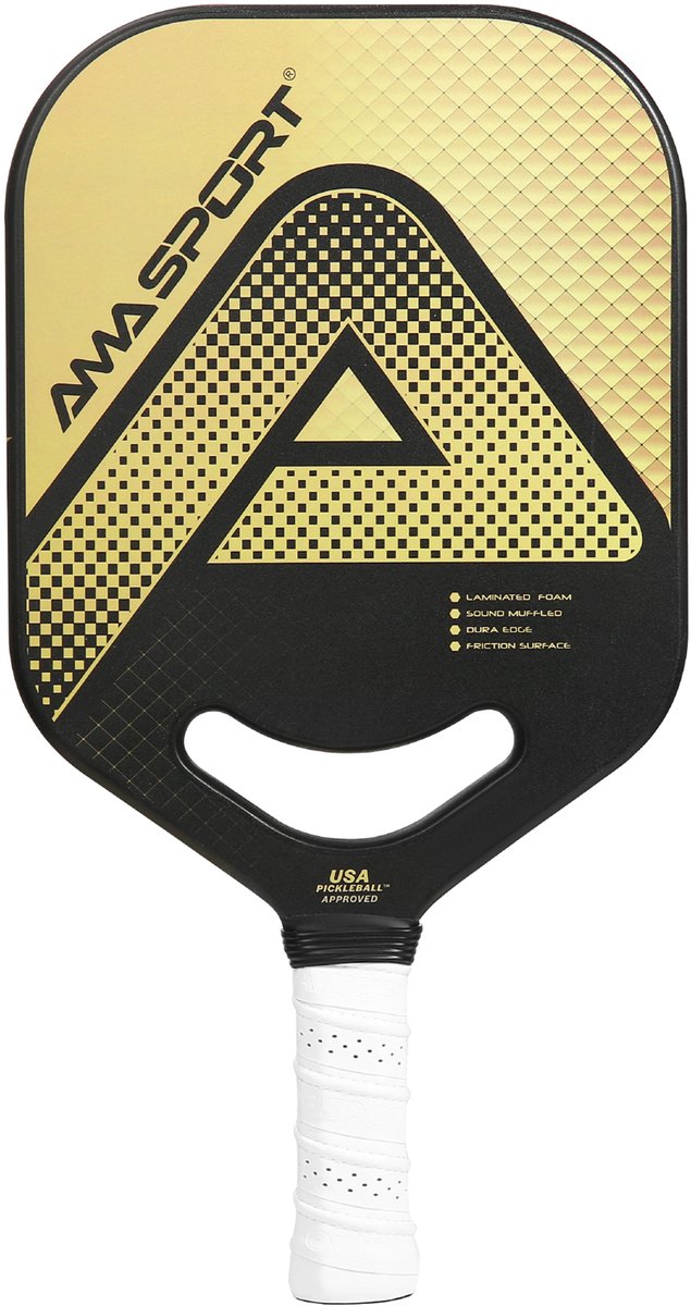 Pickleball Paddle PP002-C1G Goud/Zwart – Graphite Surface – 20 mm Kern – Aero-DuraEdge & Air Dynamic Throat – AMA Sport
