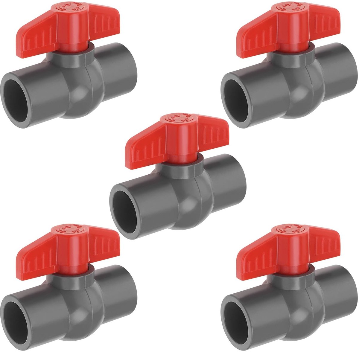ONF3 - PVC Kogelkraan - 20mm - Duurzaam en veelzijdig - Rood Grijs - Irrigatie en sanitair - 5 stuks - Geschikt voor aquaria en zwembaden