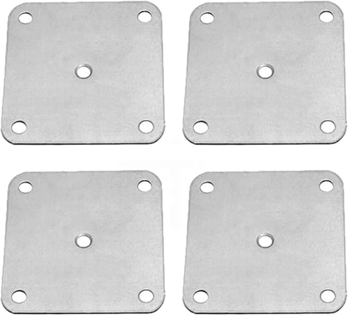 Een set van 4 platte montagebeugels - 80x80mm - stevig en duurzaam, geschikt voor meubelplanken, banken, fauteuils en stoelpoten (5 gaten)