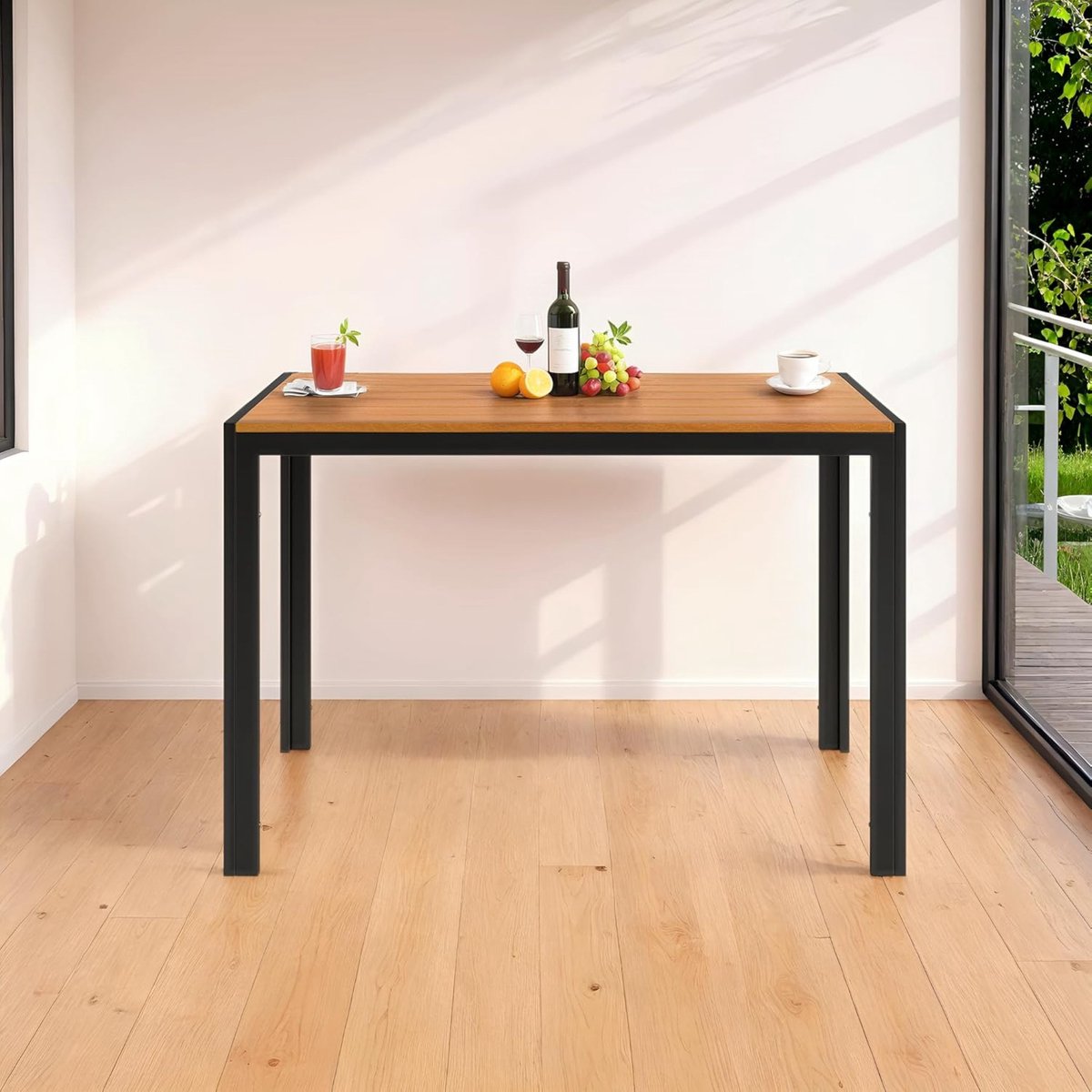 Tuintafel – Meuble Paris TerraLux WPC Aluminium Balkontafel 110 x 70 cm – Weerbestendige Outdoor Eettafel voor 4-6 Personen – Rechthoekige Terrastafel in Teakbruin – Onderhoudsarm, Antislip, Modern Design