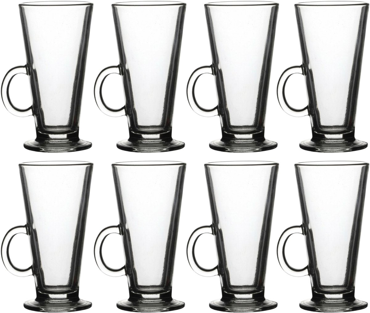 Urban Living Koffie glas - 8x - latte macchiato - met oor - 280 ml - transparant