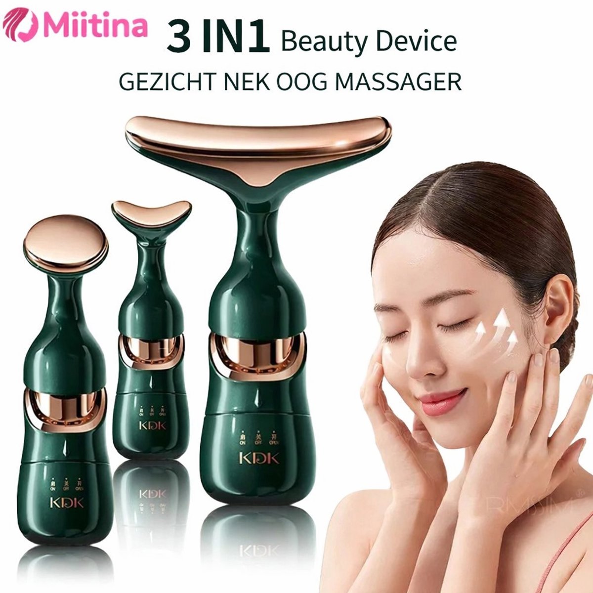 3-in-1 microstroom gezichtsmassage apparaat voor gezicht, nek en ogen – lifting massage, huidverjonging, anti-aging en rimpelverzorging