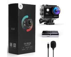 COOAU Action Camera – Ultra 4K met 60 FPS – 40M Waterdicht / WiFi – Inclusief Accessoires – Actiecamera – Onderwatercamera – Externe Microfoon – Action Camera’s – Vlog Camera – Actie Camera