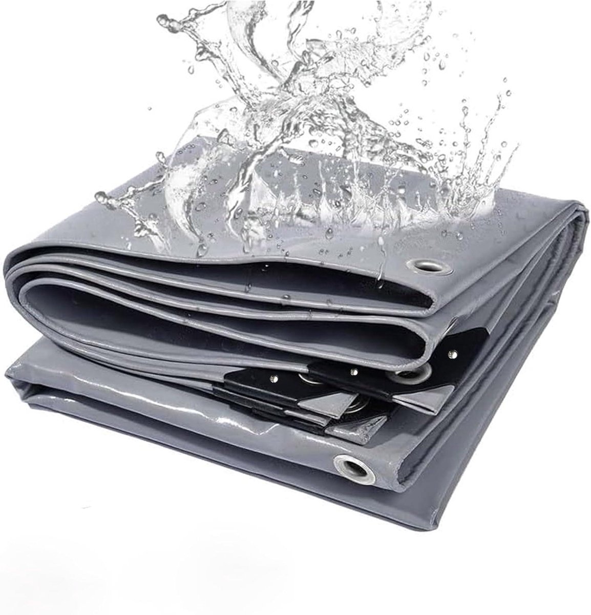 Waterdicht Zeildoek - Zwaar PVC Dekzeil - Buiten Beschermen - Versterkte Randen Oogjes - 2x11 m - Grijs