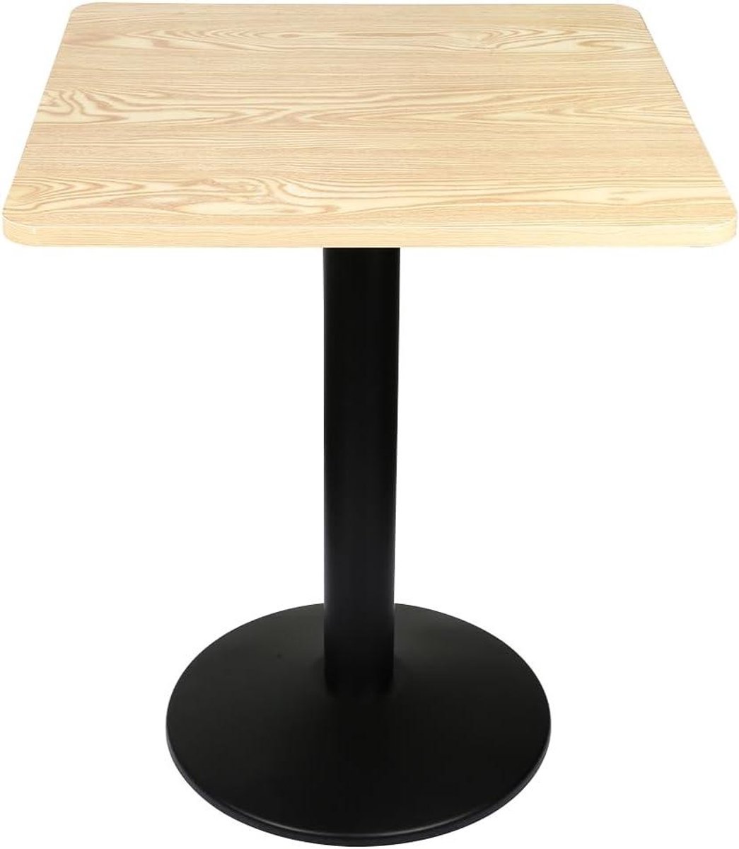 Bartafel Hout Metaal - Eettafel Bistrotafel - Ruimtebesparend Zitten - Antislip Bescherming - 60 x 60 x 75 cm - Houtkleur