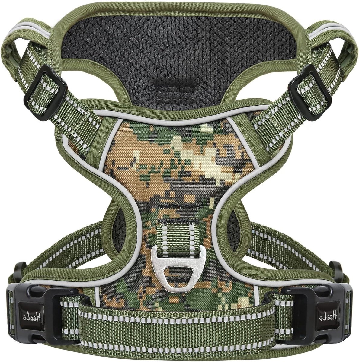 Hondentuig - Huisdier vest - Veilig wandelen - Verstelbaar en reflecterend - Maat M - Camouflage groen