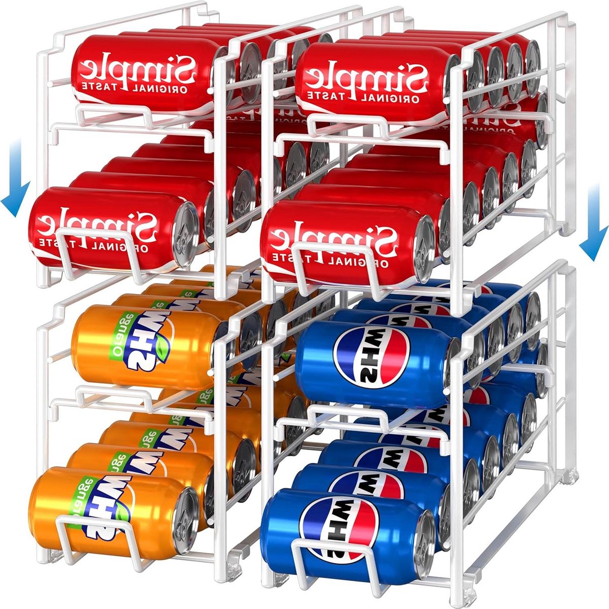Blikjes Organizer - Drank Dispenser - Keuken Opbergen - Stapelbaar Ontwerp - 4 Stuks - Wit